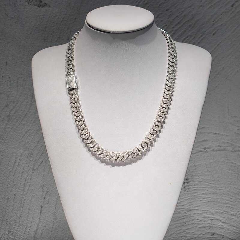 

Hot Sale 925 Silver Moissanite Cuban Chain Moissanite Diamond Hip Hop Necklace