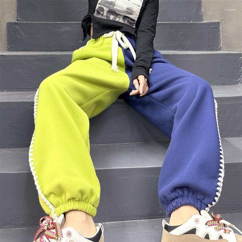

Women's Pants Autumn Winter Thicken Sweatpants Trend Personality Color Sport Casual Y2k Joggers Women High Waist Fleece Female Trousers, Shengh k43