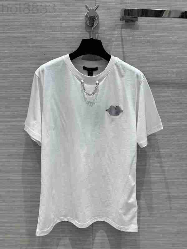 

Women' T-shirt Designer Brand Same Style 2023 New Summer Autumn o Neck Short Sleeve Fashion Milan Runway Tops DE6J, White