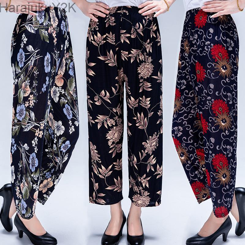 

Women's Pants Women Women's Summer Ice Silk Loose Colorful Elastic Waist Casual Pantalones De Mujer, 04