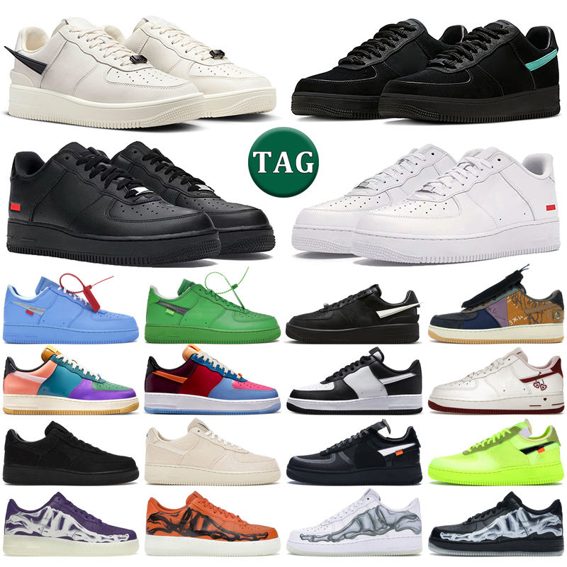 

designer 1 low shoes men women one Black White Wheat Phantom University Blue Total Orange Fossil Skeleton Halloween Panda mens trainers outdoor platform sneakers