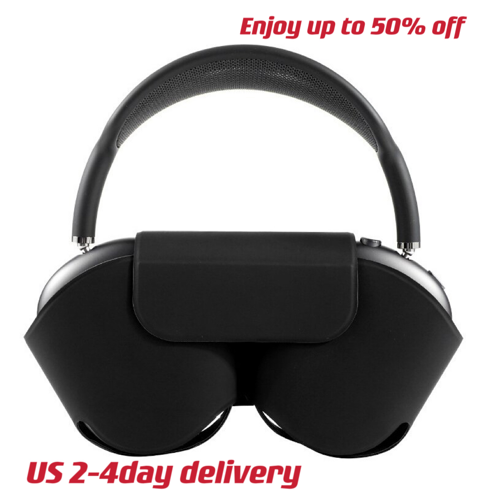 

For AirPods Max Air pods Maxs Headphone Cushions Accessories Solid Silicone High Custom Waterproof Protective plastic Headphone Travel Case, Black