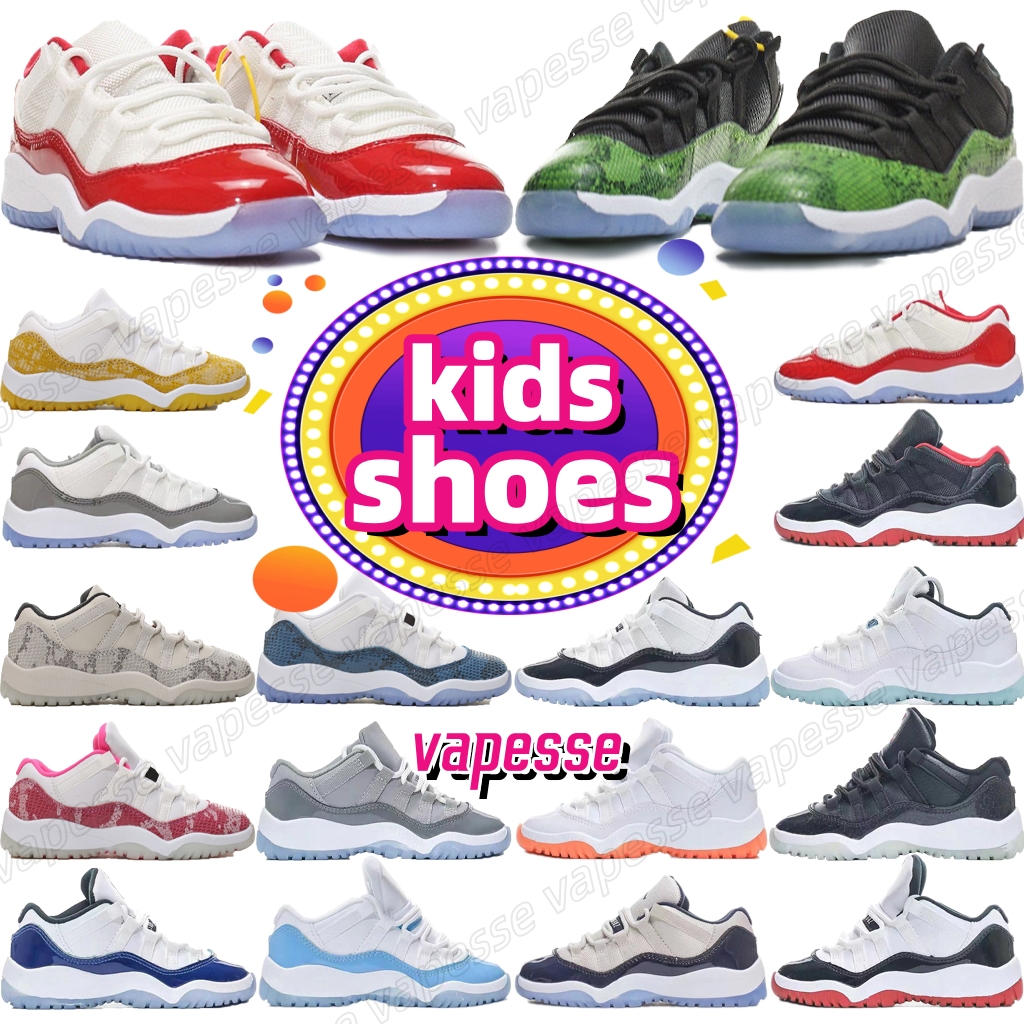 

Cherry kids shoes 11s low black boys grey sneaker sneakskin yellow green pink designer basketball trainers baby kid youth toddler infants childrens boys girls