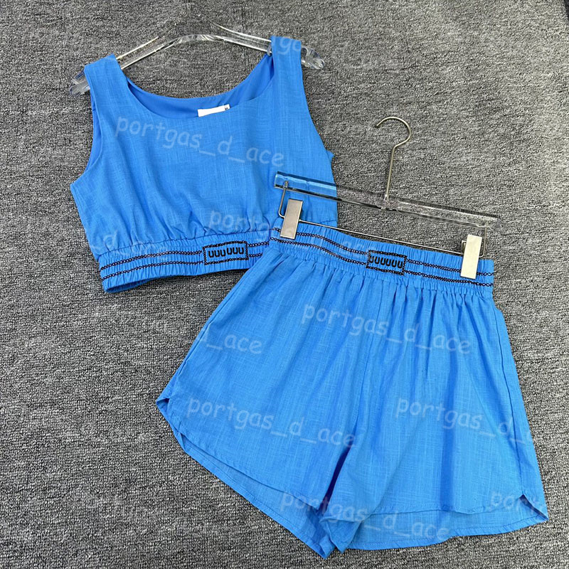 

Blue Women t Shirt Shorts Set Sexy Cool Summer Tanks Casual Sports Style Shorts, Blue with label #0620