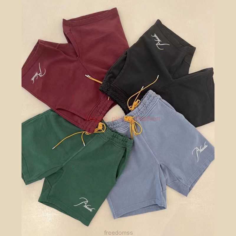 

Designer Short Fashion Casual Clothing Beach shorts Rhude Letter Embroidered Logo Beach Casual Men Women High Street Drawstring American Shorts Capris Joggers Spo, Black