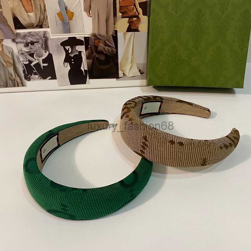 

With BOX Luxury G-Letter Women Headbands Green Khaki Color Hair Hoops for Braids Brand EU US Women's Christmas Gift HairJewelry Headband With Stamp