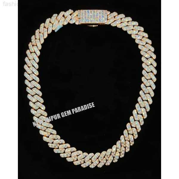 

Heavy Quality 20mm Cuban Link Chain Vvs Baguette Moissanite Diamond 925 Sterling Silver Rose Gold Plated Gift for Men and Women