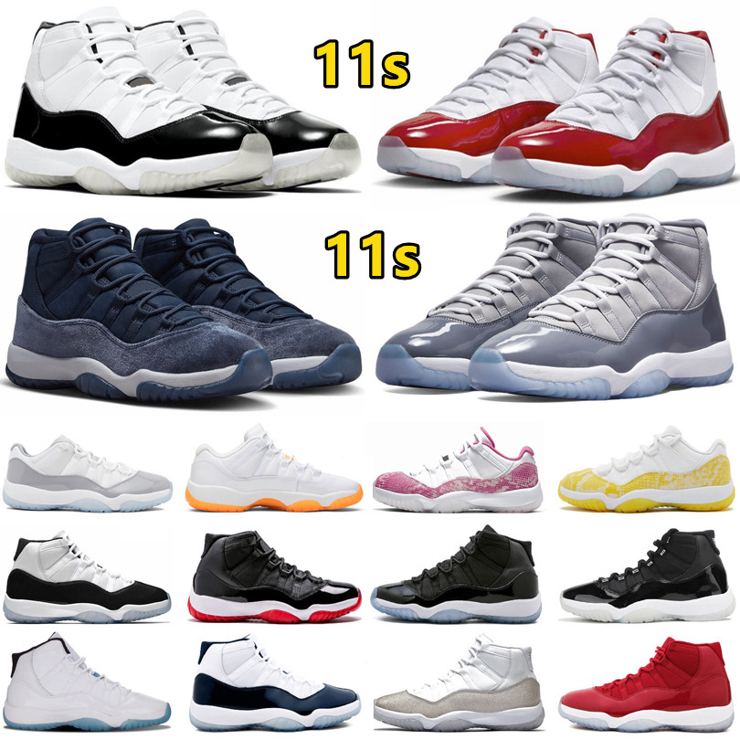 

11 11s Mens Basketball Shoes Cool Grey Cherry Midnight Navy DMP Gamma Blue Yellow Snakeskin Gement Grey Pure Violet Men Women Trainers Sports Sneakers 36-47, Color#21