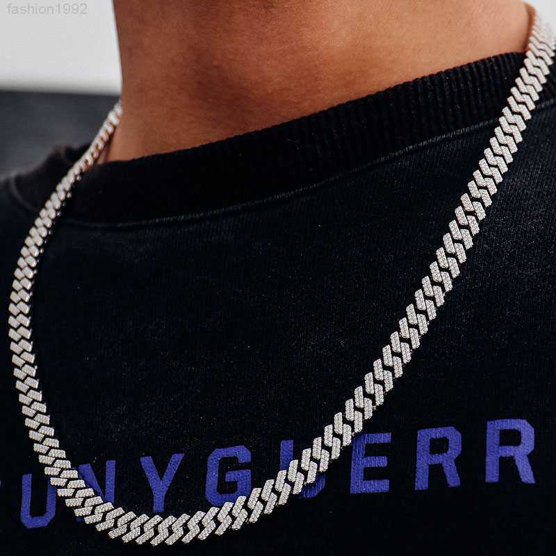 

Hot Sale Custom Men Hip Hop Necklace Cuban Ice Link Chain 925 Sterling Silver Gold Plated Def Moissanite Diamond High Quality