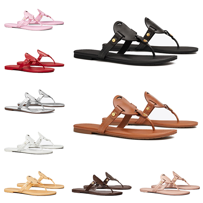 

miller metallic snake leather sandals for women tory designer embossed slides Black White Silver Brown Orange Red Pink womens outdoor slippers flat Flip flops