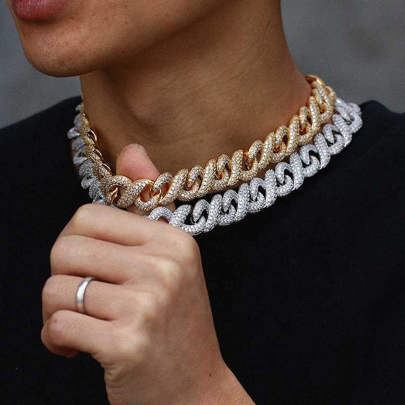 

Hip Hop Iced Out Moissanite Cuban Necklace 16mm 8 Shape Sterling Silver925 White Yellow Gold Plated Cuban Link Chain for Men