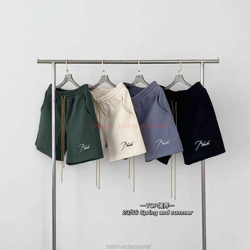 

Designer Short Fashion Casual Clothing Beach shorts Rhude Drawstring Shorts Summer Mens Womens American High Street Trendy Brand Oversized Casual Sports Capris Jo, Black