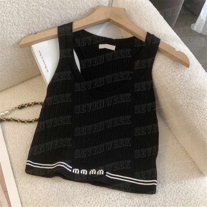 

Letter Knits Tank Top Women Designer Sport Vest Sexy Slim Tight Tanks Knitted Tops Sleeveless Yoga Tees, Black