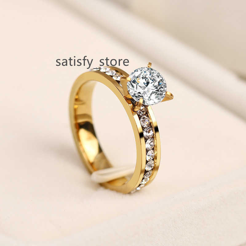 

Stainless Steel Ring Crystal Rings For Women Circle CZ Fashion Engagement Jewelry Gifts Wholesale