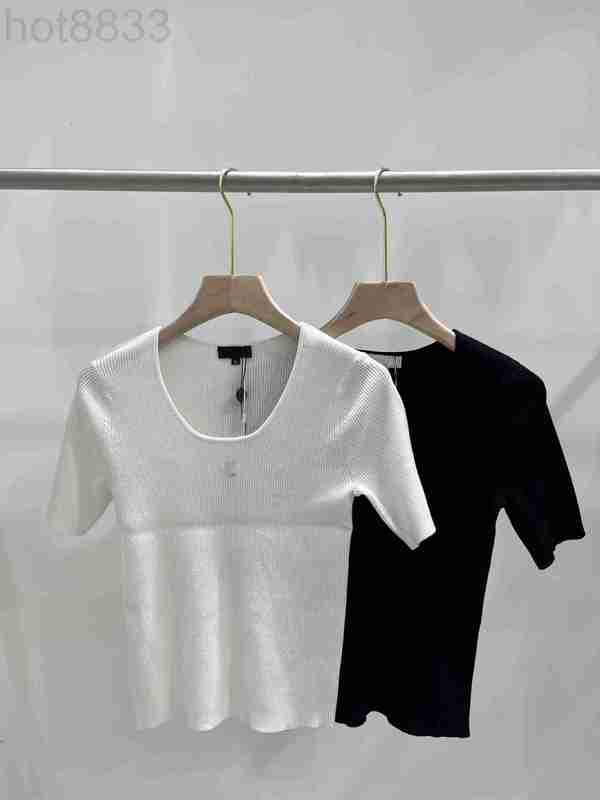 

Women' Sweaters Designer 2023 Spring Summer Milan Runway o Neck Short Sleeve High End Jacquard Pullover Clothing MJ6G, White