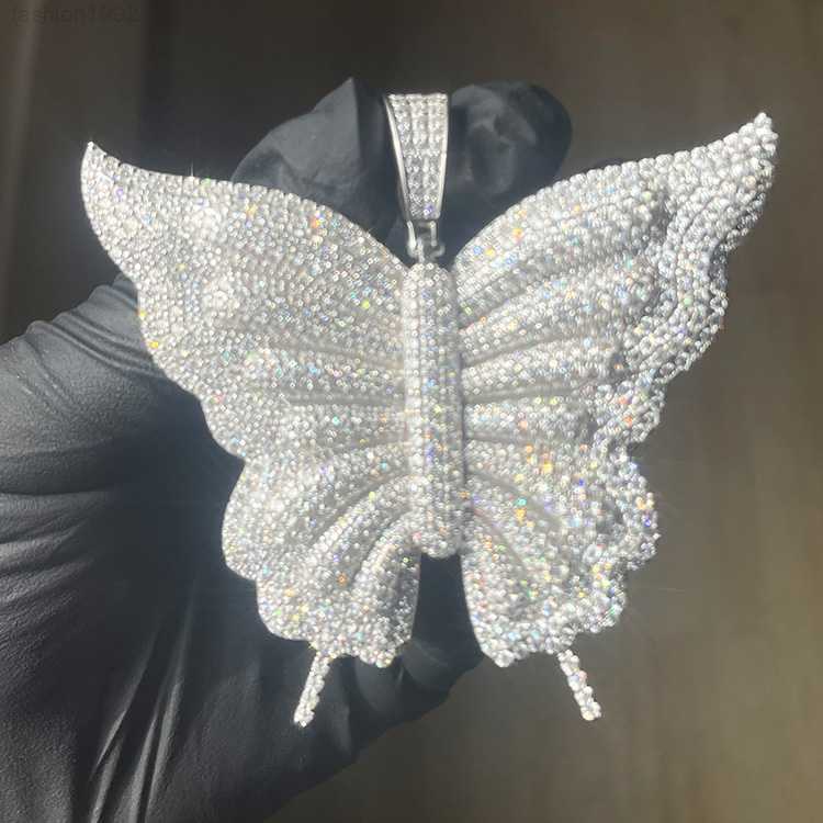 

Iced Out Vvs Moissanite Butterfly Necklace Hip Hop Jewelry S925 Sterling Silver Butterfly Pendant Necklace