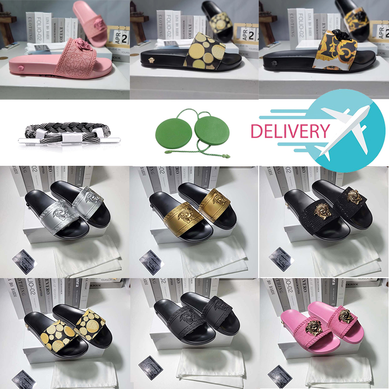 

Designer Men Rubber Pool Slide Coral Pink Women Medusa Head Plaque Slip On Slides Summer Open Toe Slipper Luxury La Medusa Sandal Slide Beach Outdoor Shoes Eur 35-45, Color #22