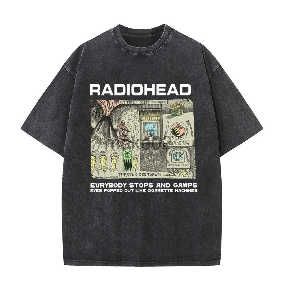 

Mens TShirts Mens Hoodies Sweatshirts Streetwear TShirt Men Hip Hop Radiohead Print T Shirt Harajuku Cotton Summer Short Sleeve Tshirt Black Vintage Washed Tees x06, Black-4r3-1