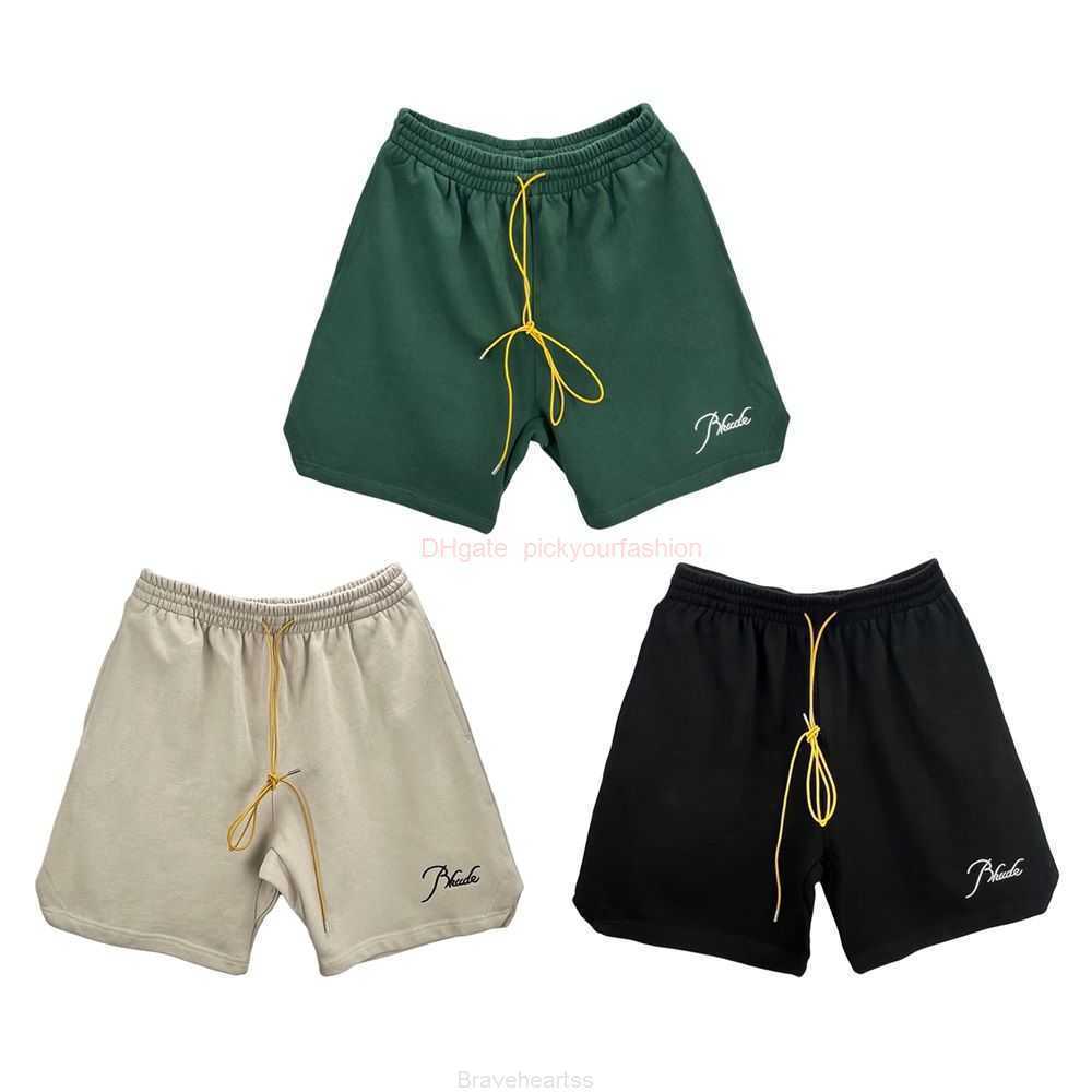 

Designer Short Fashion Casual Clothing Beach shorts Fashion Brand Rhude Embroidered Letter Summer Cotton Shorts Mens Loose Sweatpants High Street Casual Pants Jog, Black