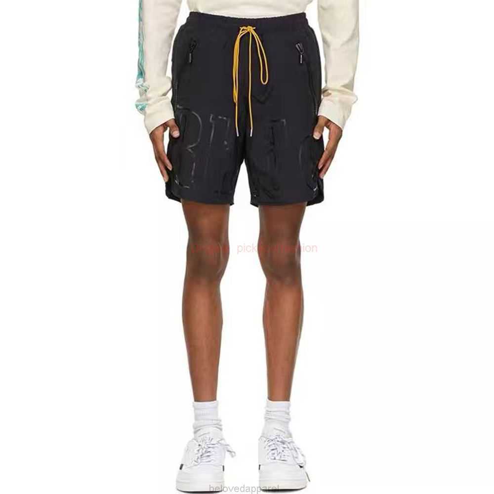 

Designer Short Fashion Casual Clothing Beach shorts 2023 Summer Shorts Fashion Mens Handsome Rhude Letter Breathable Pure Cotton Versatile Slim Drawstring Loose C, Black