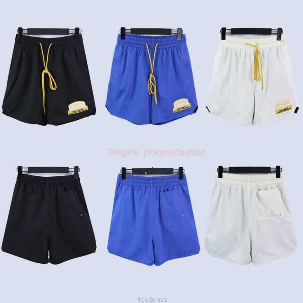 

Designer Short Fashion Casual Clothing Beach short Rhude Summer New Letter Embroidery Micro Label Short Sleeve Casual Loose Beach Sports Pants Mens Womens Couple 25, Beige