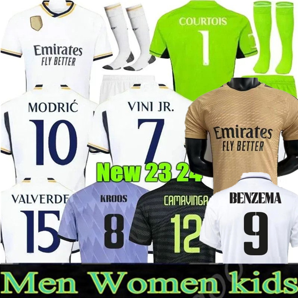

23 24 Bellingham BENZEMA soccer jerseys 2023 2024 football shirt VINI JR ALABA RODRYGO MODRIC CARVAJAL Tchouameni camiseta men kids kit Sets rEAL mADRIds Camavinga, 23-24 home
