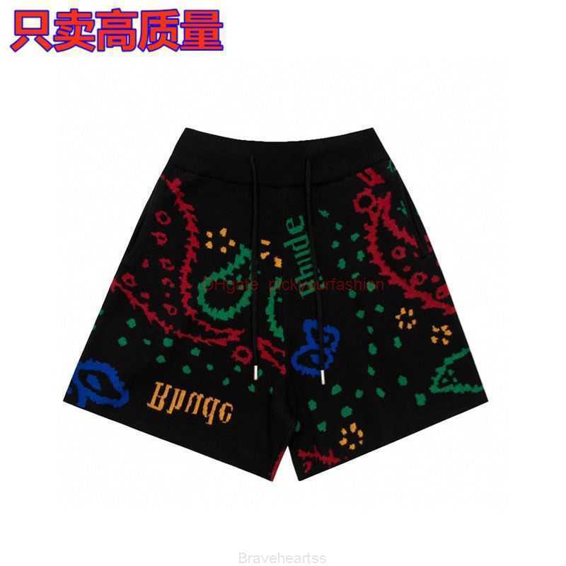 

Designer Short Fashion Casual Clothing Beach shorts American Trendy Brand Rhude 2023ss Unisex Cashew Flower Knitted Shorts Loose Fitting Mens Womens Casual Sports