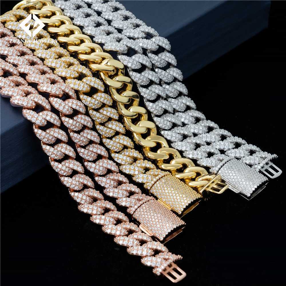 

Luxury Necklace12mm 18" 20" 22" 24" 925 Sterling Silver Yellow Rose Gold Gra Certified Vvs Moissanite Diamond Cuban Chain