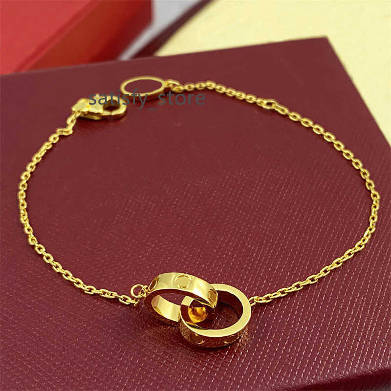 

Mens Bracelet moissanite bracelets for women love Jewelry Titanium Steel Silver rose gold Double Circle Crossed Chain Charm Bracelets Diamond jewelry designers