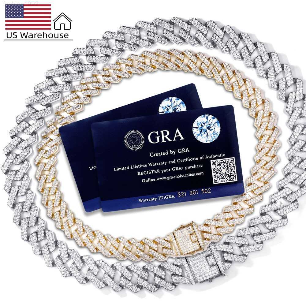 

Us Warehouse Dropshipping Hiphop 20mm Silver 925 18k Gold Plated Men Necklace Vvs Moissanite Cuban Link Chain