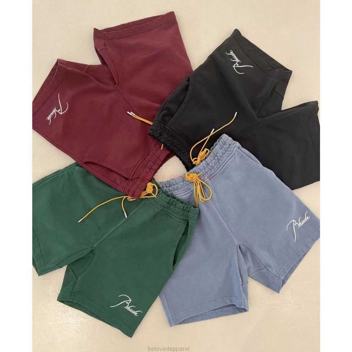 

Designer Short Fashion Casual Clothing Beach shorts K787 Rhude Springsummer Embroidered High Street Fashion Mens Womens Blue Green Black Drawstring Sports Shorts, Light blue / k787