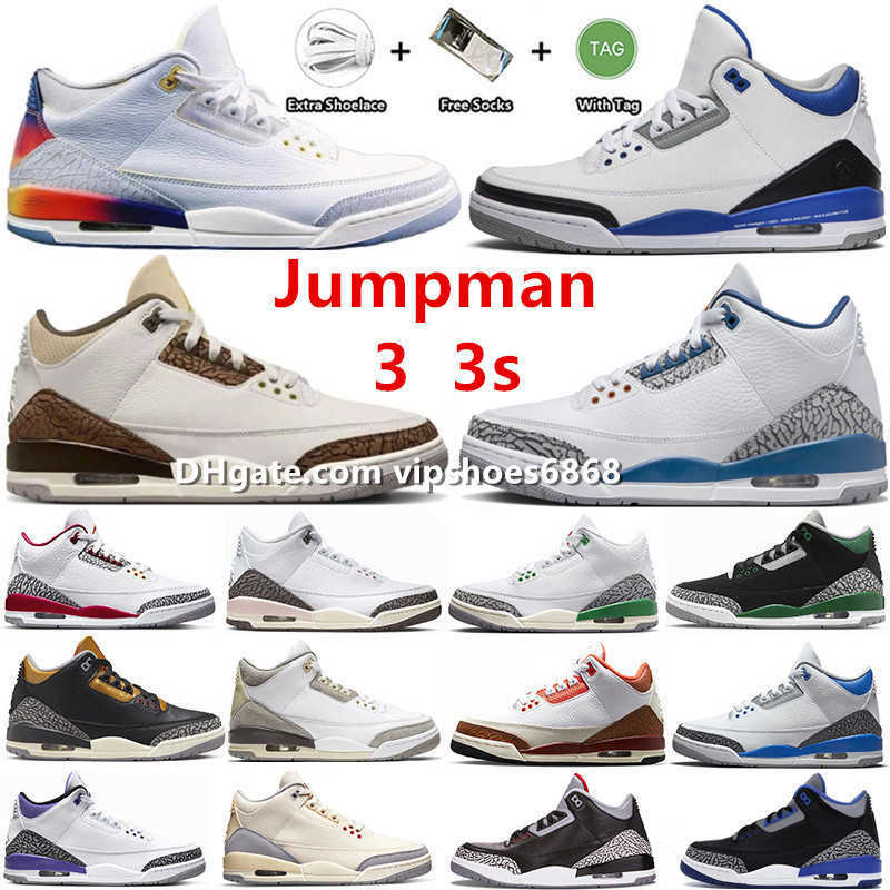 

New Jumpman 3 3s Basketball Shoes J Balvin Fragment Wizards Palomino Mars Stone White Cement Lucky Green UNC Muslin Dark Iris Neapolitan Sneakers for Men and Women
