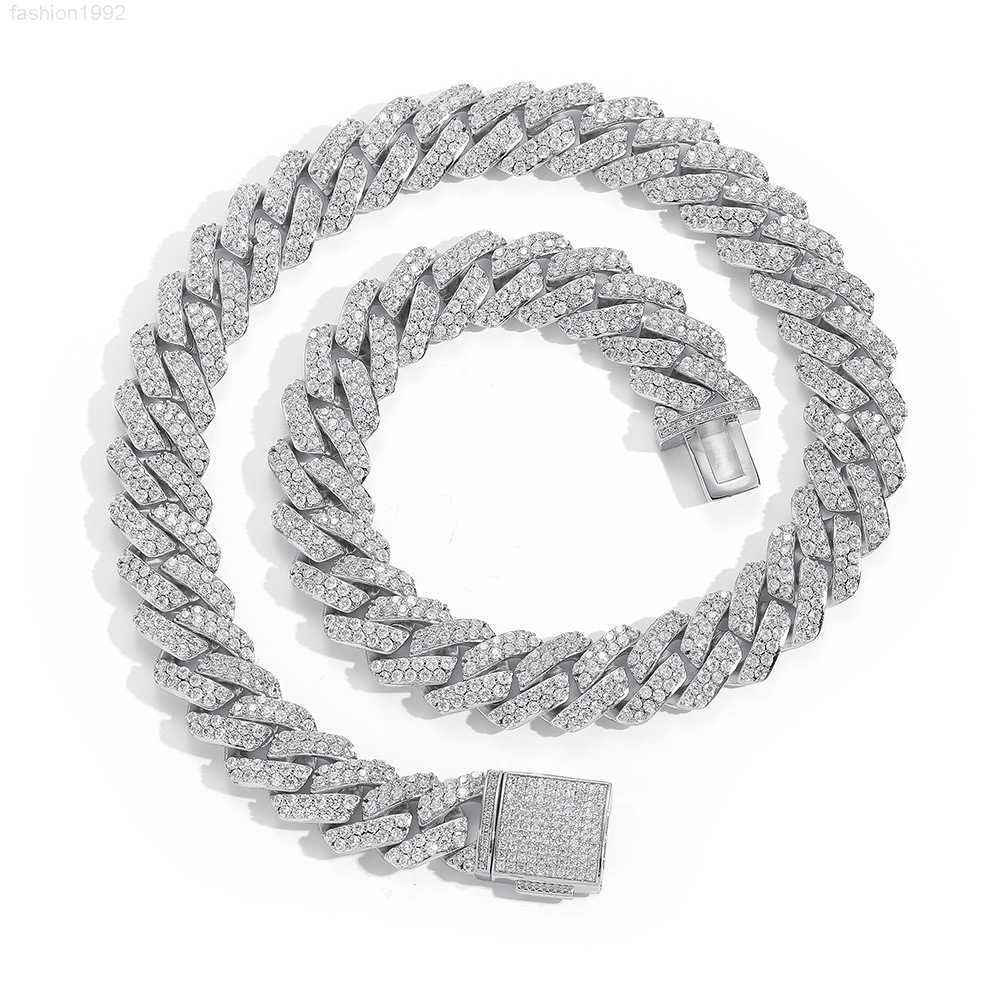 

White Trendy Es 16mm Moissanite Bracelet Diamond Gold 12mm 925 Sterling Silver Link Cuban Chain with Si Diamo