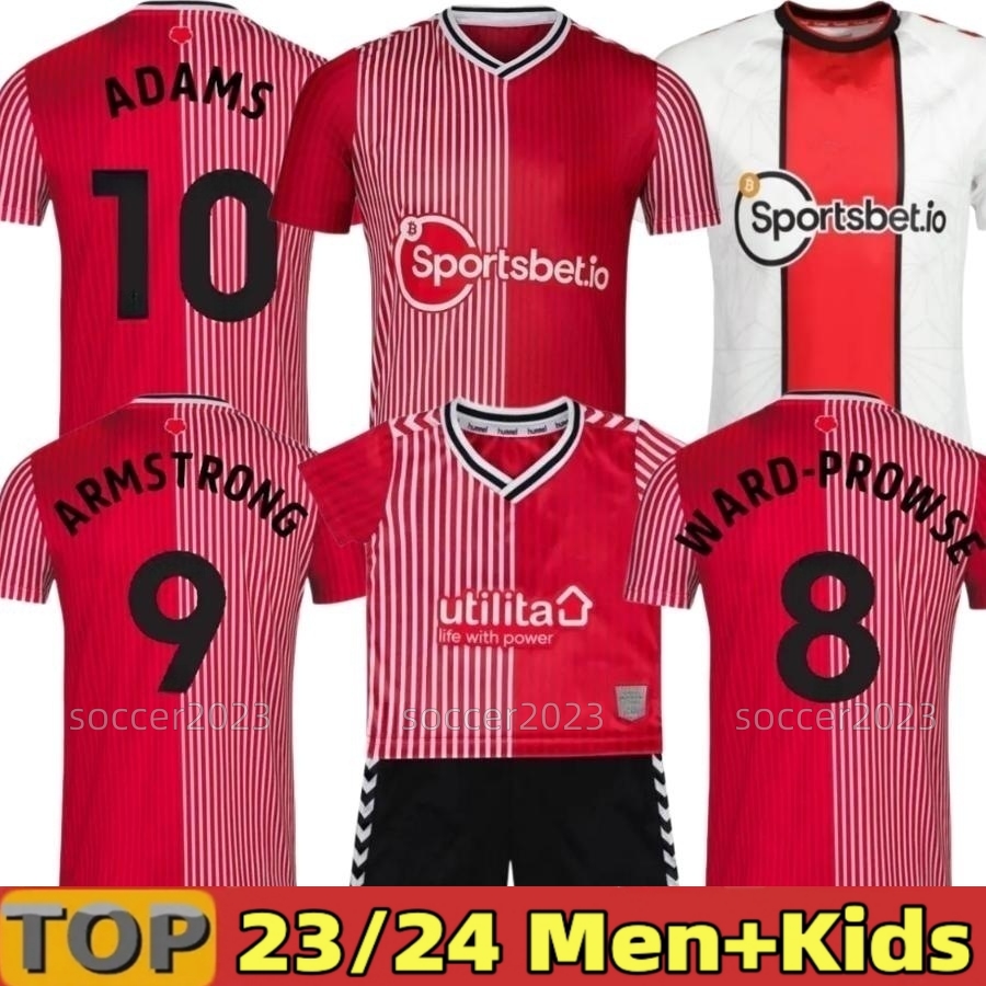 

2XL 23 24 Southamptons ARIBO#7 Soccer Jerseys REDMOND WARD-PROWSE ELYOUNOUSSI ROMEU#6 adult men kids kit set SAINTS summer tops tee, 23 24 home aldult+patch