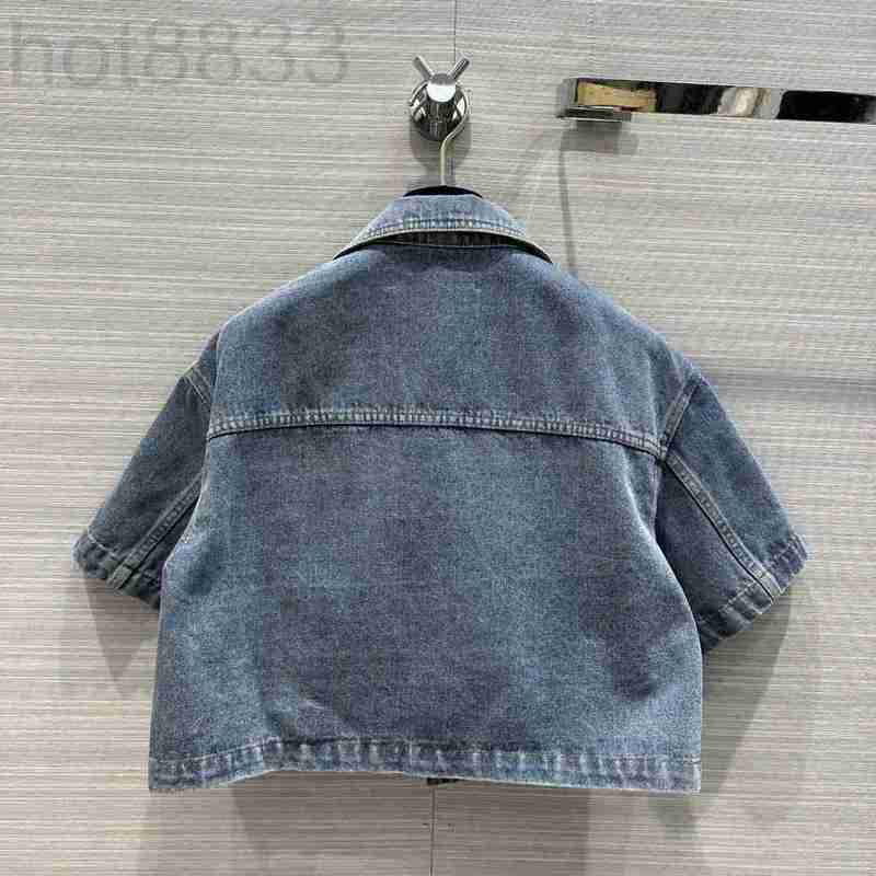 

Women' Jackets Designer Milan Runway 2023 New Summer Autumn Lapel Neck Short Sleeve Tops Brand Same Style Coats JHRQ, Blue