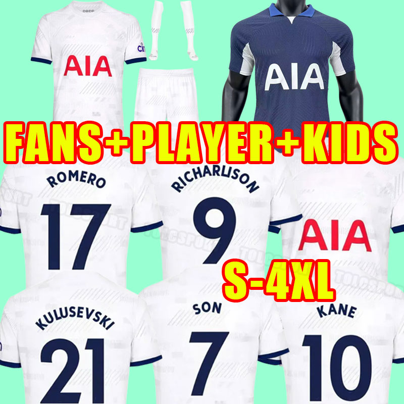 

23 24 Totten ham Men Soccer Jerseys KIDS SON BERGWIJN 2023 2024 jersey ROMERO REGUILON KULUSEVSKI RICHARLISON KANE SKIPP Adult Fans Player version Kids 3XL 4XL, Away
