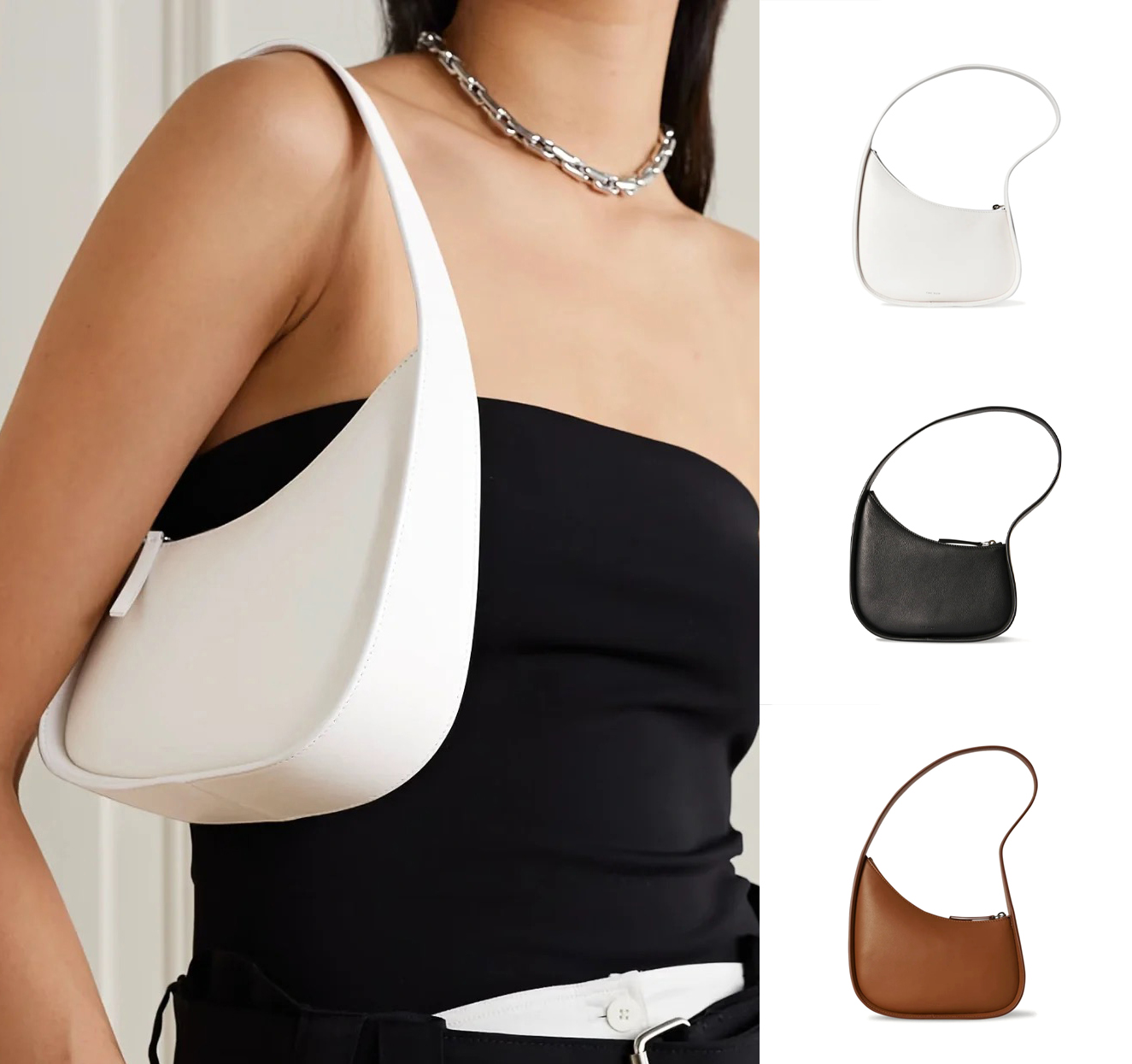 

mini Mens summer shoulder bag the row half moon handbags clutch bags fashion wholesale Luxurys totes white bag designer Hobo pochette Purses Womens underarm Bag, Black