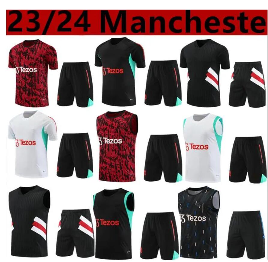 

22/23 MANCHESTER SANCHO Short sleeve training suit UNITEDs men Kids F. DE JONG RONALDO chandal training FERNANDES RASHFORD UTD short sleeve tracksuit S/2XL
