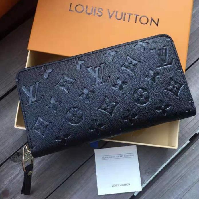 

Fashion Louis Vuitton Black empreinte women clutch lady ladies long LV wallet guccie Louise wallets purse card holder Pradas louise Purse vutton viuton gucci Bag abc