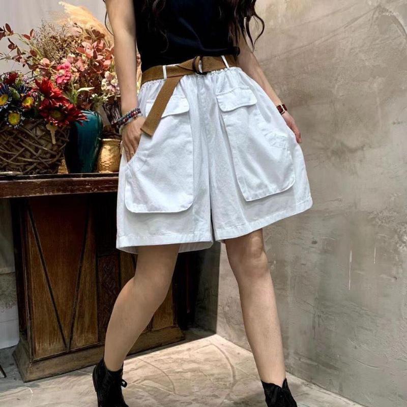 

Women's Pants Fashion Thin Casual Women Summer Large Size Loose Solid Color Literary Wide-leg Pocket Tooling Shorts For, Black