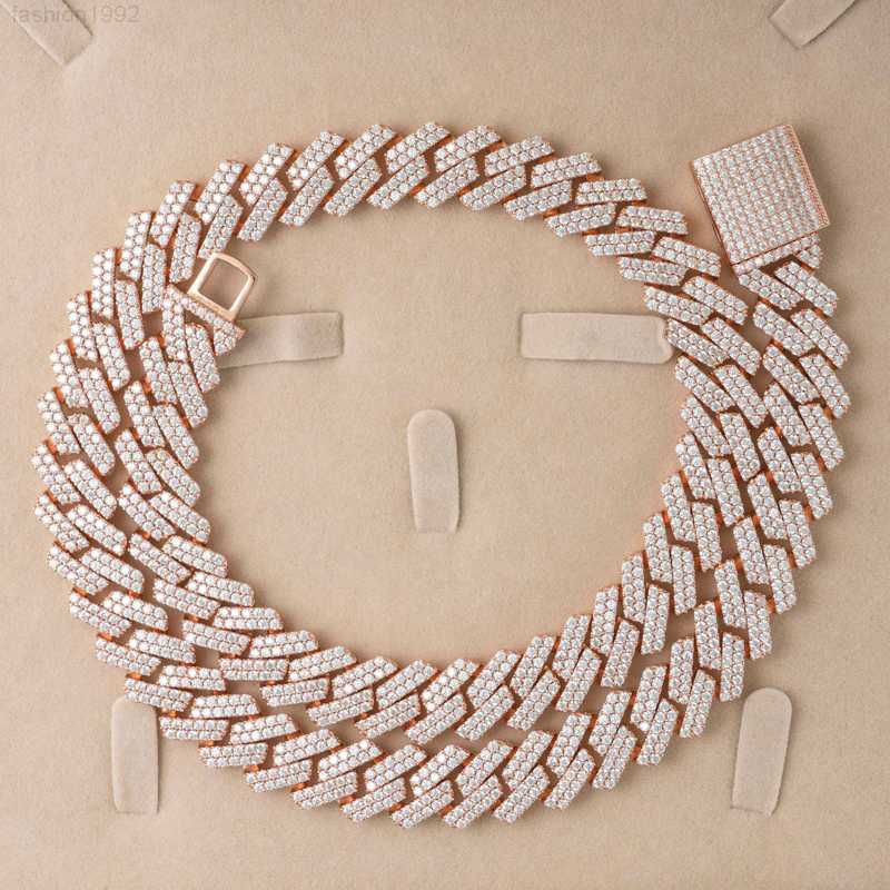 

15mm Cuban Necklace Moissanite 925 Sterling Silver Cuban Link Chain