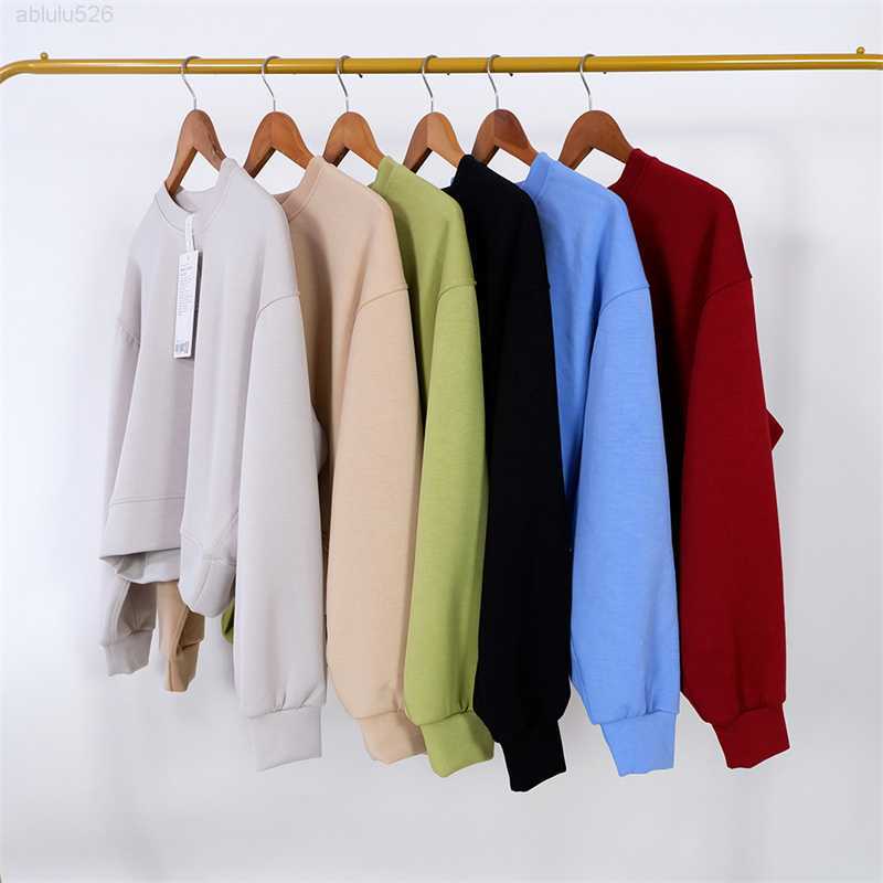 

LL Women Yoga Outfit Sweatshirts Hoodie Loose Long Sleeve Crop Top Fitness Workout High Elasticity Crew Neck Sweatshirts Gym Running, #1