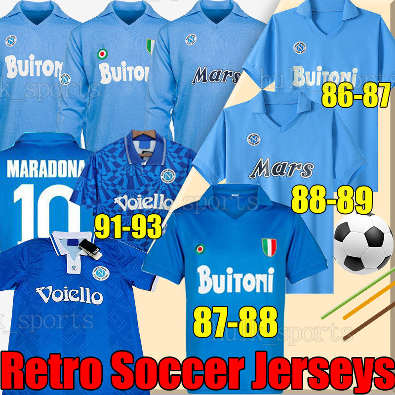 

Maradona Napoli Retro Soccer Jerseys 1986 1987 1988 1989 1990 1991 1993 1994 Naples Coppa Italia Diego Napule Vintage Calcio Classic Men long sleeves football shirts, 1986-87 home