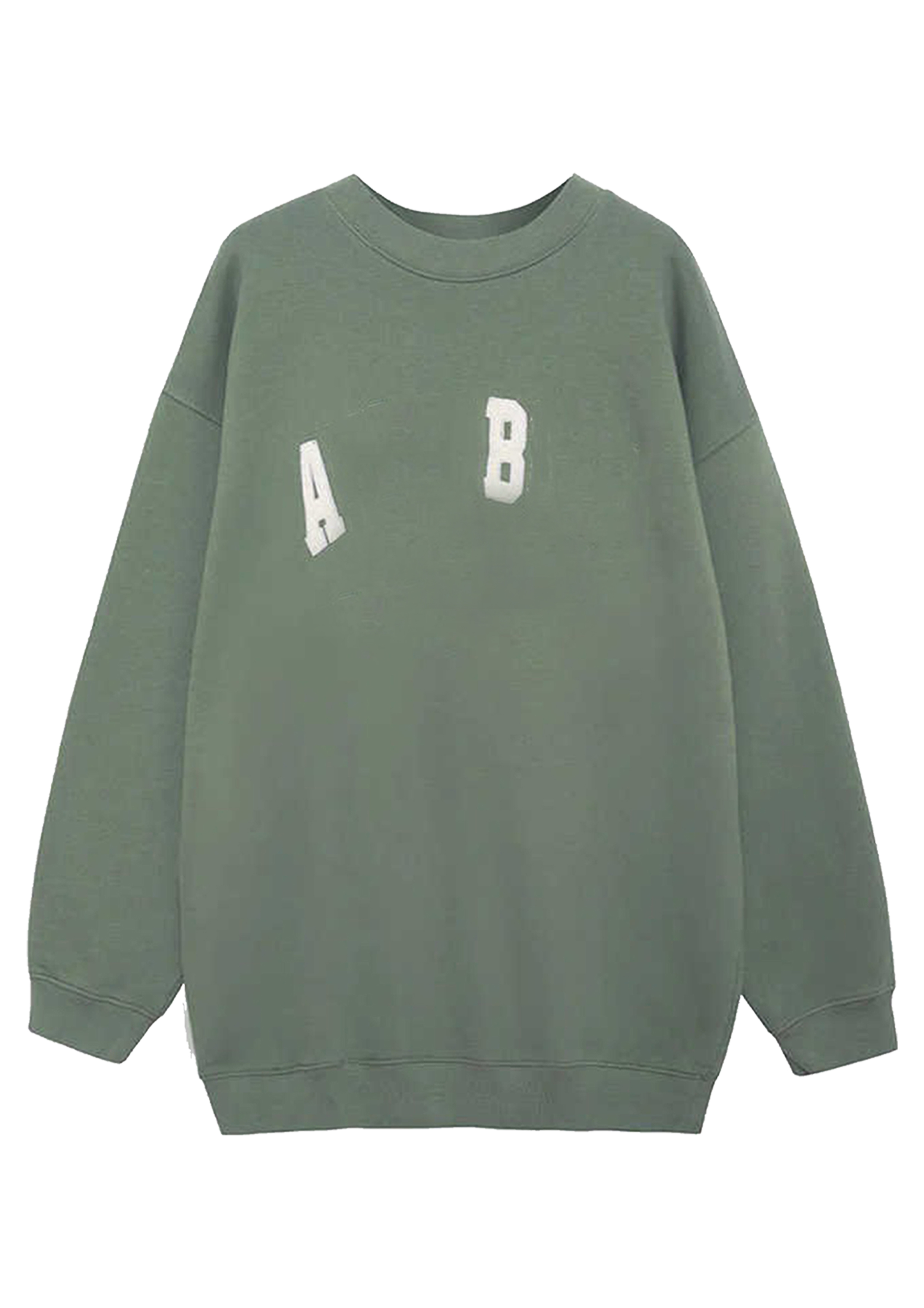 

23AW AB Women Desginer Fashion cotton Sweatshirt New AB niche Anines classic letter print light green round neck with plush lining for women hoodie Bings sweater, Lawngreen