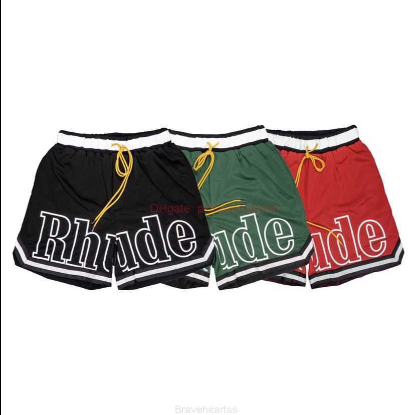 

Designer Short Fashion Casual Clothing Beach shorts Correct Version of Rhude Niche Trendy Brand Mesh Shorts American High Street Trend Loose Fitting Basketball Sho, Green