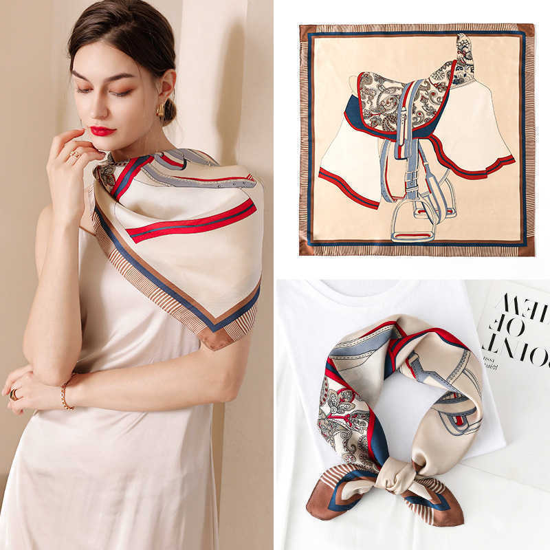 

Summer New Plaid Saddle Double-sided Printing 70 Small Silk Scarf Square Scarf Wholesale Retro Tied Bags Floating Belt 0621