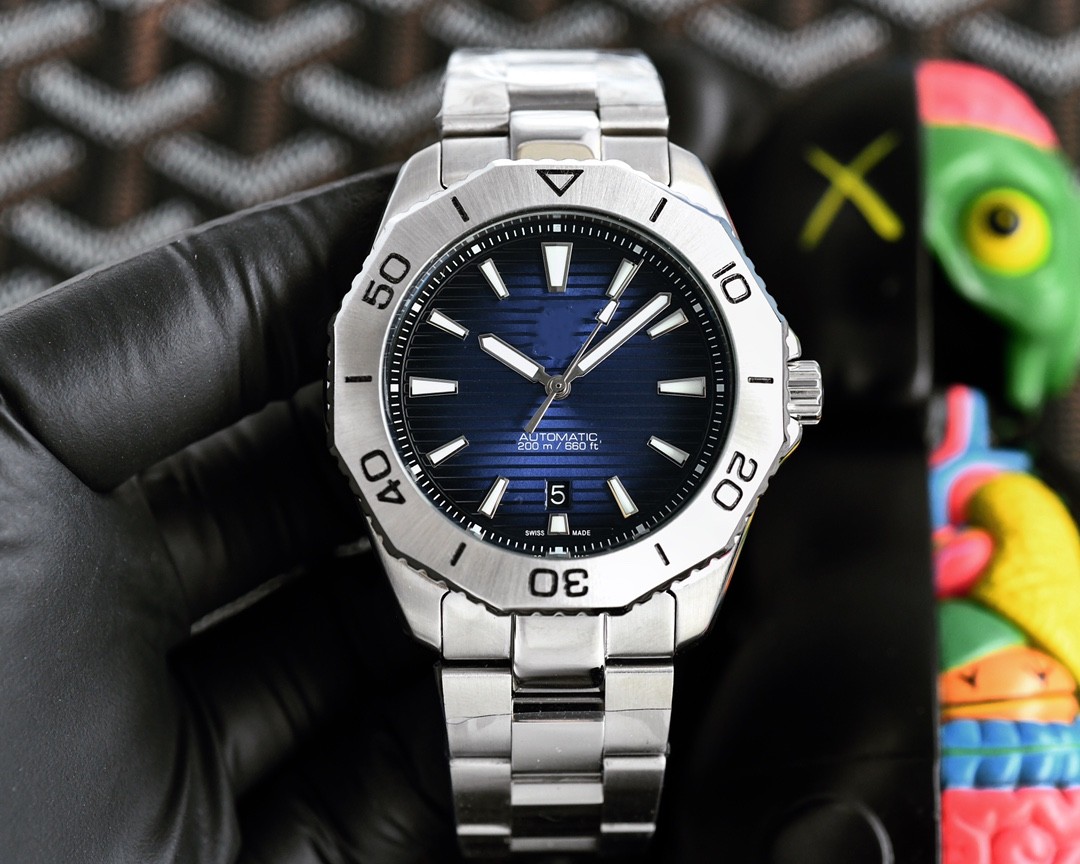 

Mens Watch Automatic Mechanical Watch 40mm sapphire Crystal mirror frosted dial Blue Silver Watch Steel bracelet Designer watch movement dhgate man watches shock