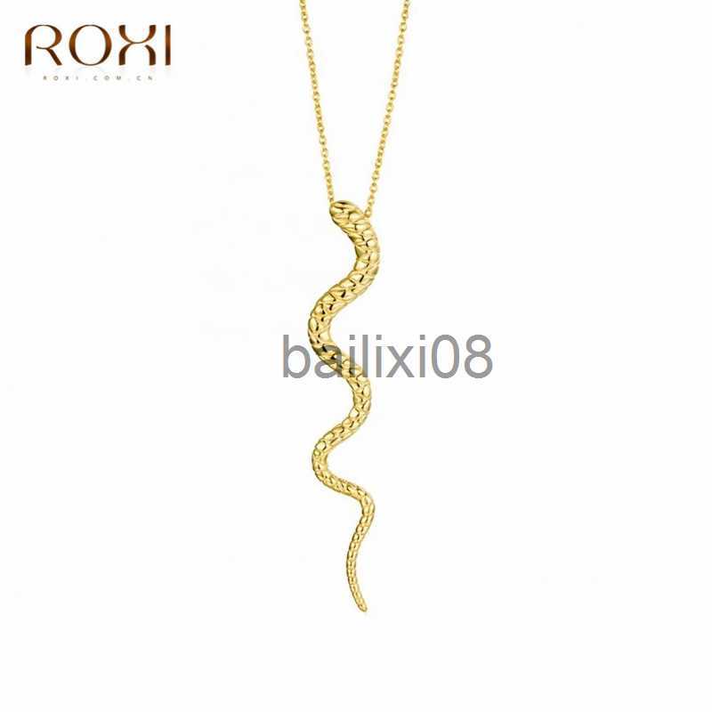 

Pendant Necklaces ROXI Genuine 925 Sterling Silve Snake Pendant Neckle Women Gifts Punk Style Charm Gold Choker Neckle Long Statement Jewelry J230620