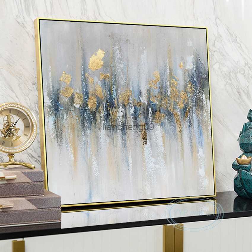 Simple Modern Luxury Gold Foil Abstract Decorative Poster Handmade Oil Painting Nordic Home Hotel Room Wall Art Canvas Mural L260526-image-877880715