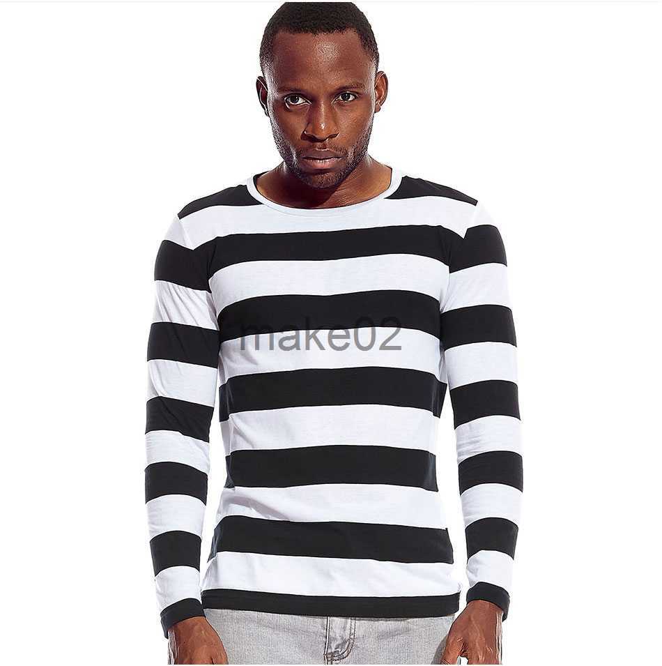 

Mens TShirts Mens Hoodies Sweatshirts T Shirts Stripes Long Sleeve Tees for Men Round Neck Men Striped Leisure Casual Red White Cos Cosplay Halloween Costume Party x0, Black white stripe